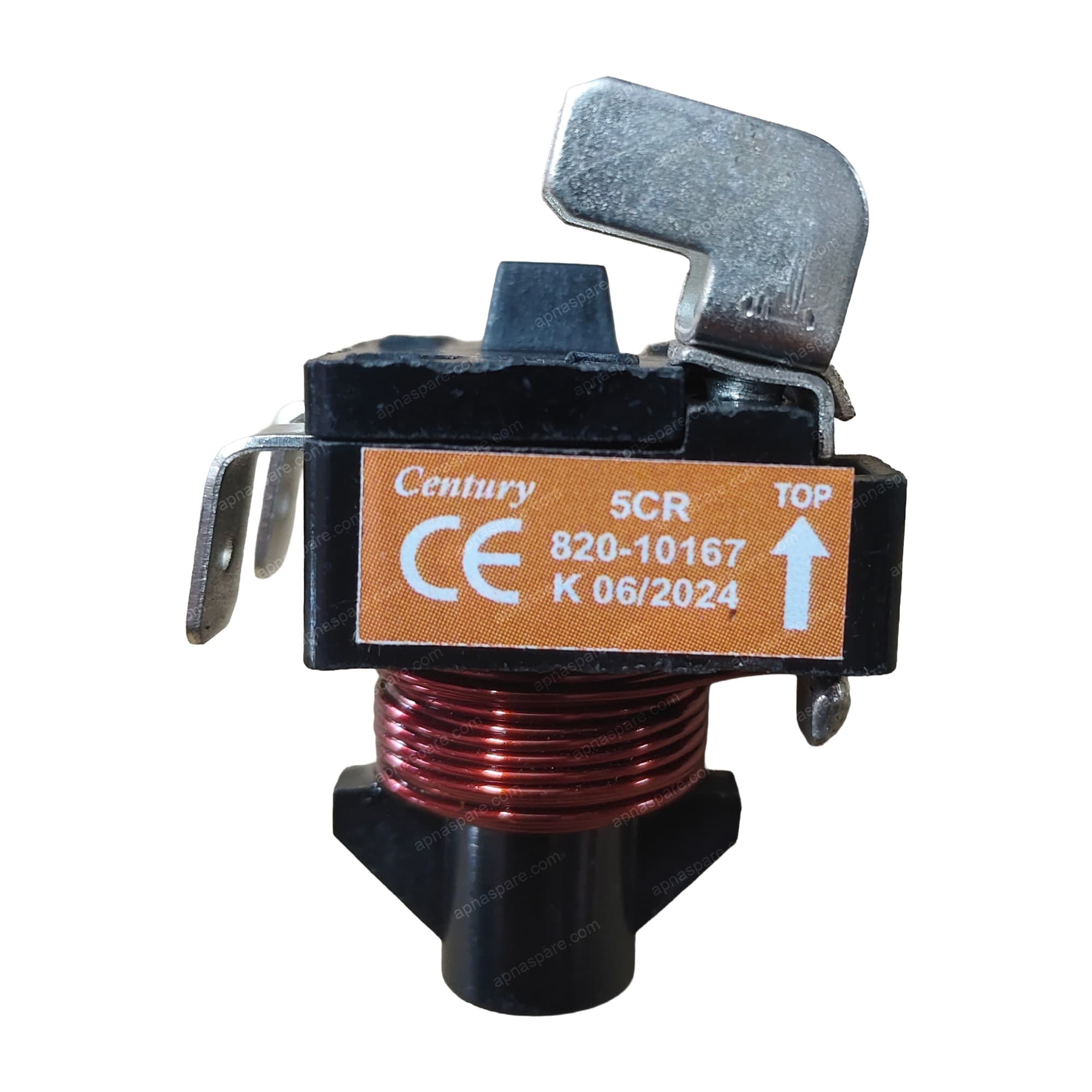 Kirloskar Compressor Start Relay 5CR 820-10167 | Century Current-Type Electromagnetic Relay for Refrigerator & Freezer | Orange Label, CE Marked — image 1 of 6
