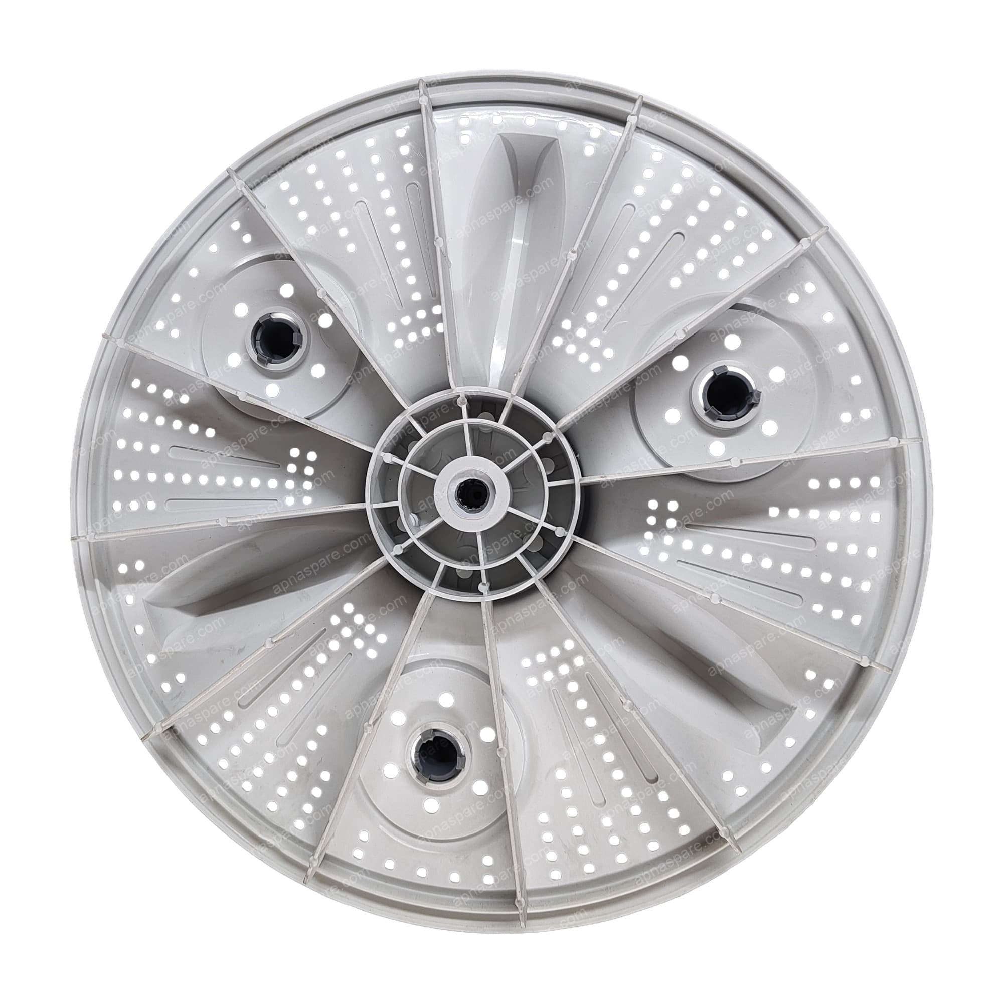 Washing Machine Pulsator 14.75" (Khaitan) – LG / Voltas Beko Type, Round Shaft Fitting | White Wash Plate with 3 Grey Swirl Agitator Pods — image 2 of 2